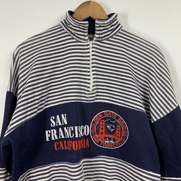San Francisco Vintage 90s California Stripe Spellout Pullover Sweatshirt Size XL - Picture 4 of 13